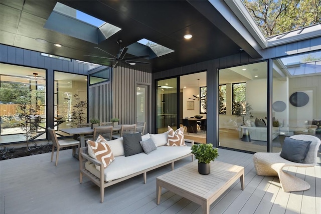 2606 Cavileer Ave, Austin, TX 78757 - deck featuring a ceiling fan and outdoor dining space