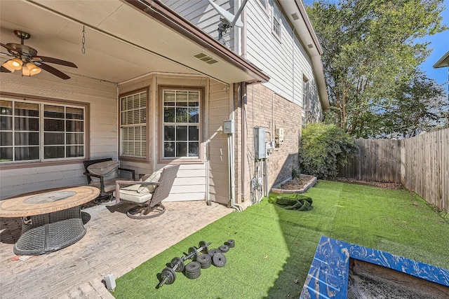 view of patio / terrace with ceiling fan