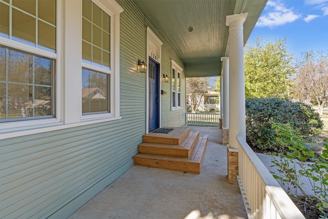 view of patio featuring covered porch