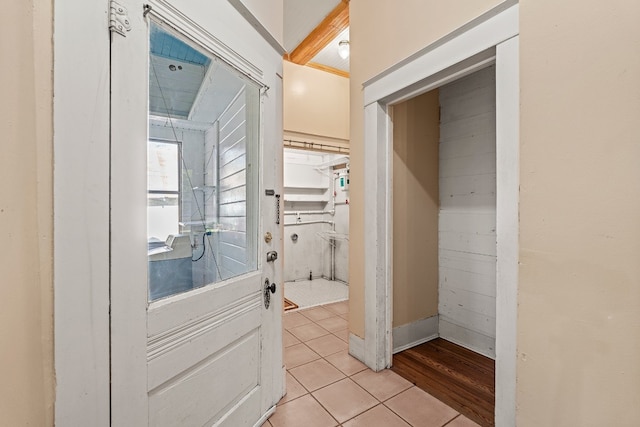 entryway featuring light tile patterned flooring