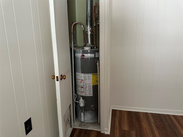 utility room with gas water heater