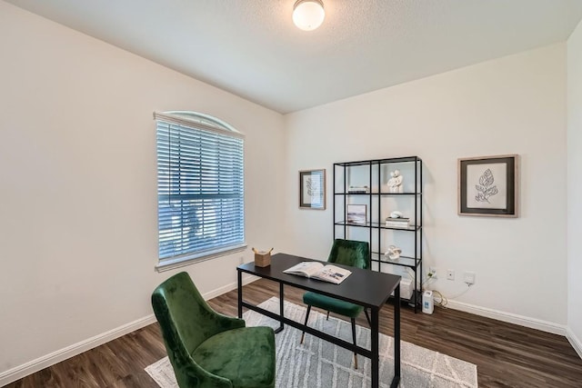 office area with dark hardwood / wood-style floors