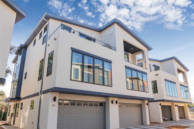 exterior space with a garage