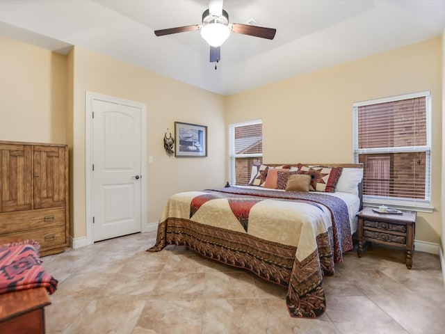 bedroom featuring ceiling fan