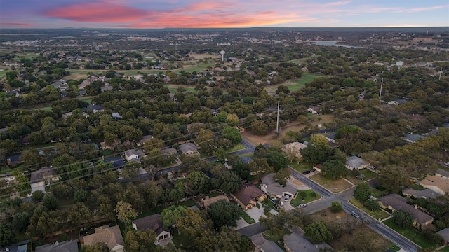 view of aerial view at dusk