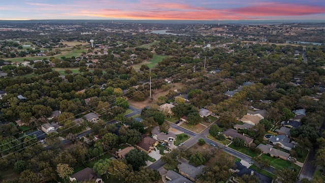 view of aerial view at dusk