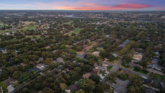 view of aerial view at dusk