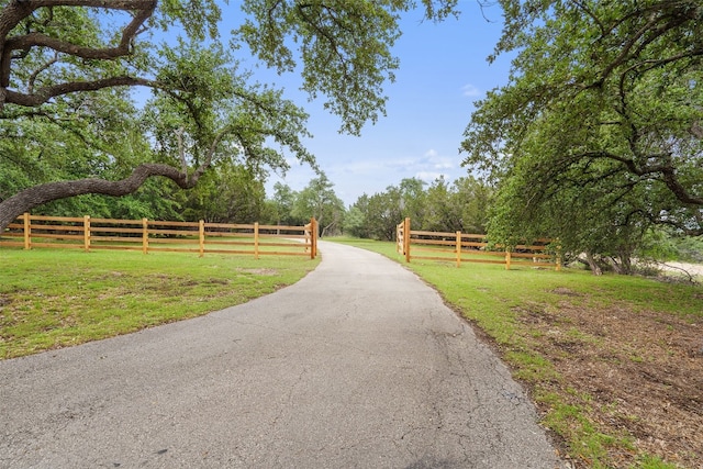 view of road with a rural view