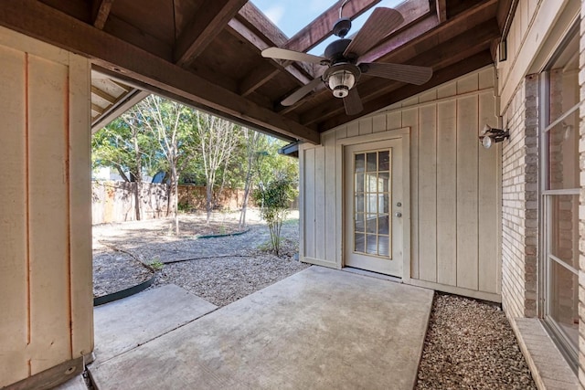 view of patio / terrace featuring ceiling fan