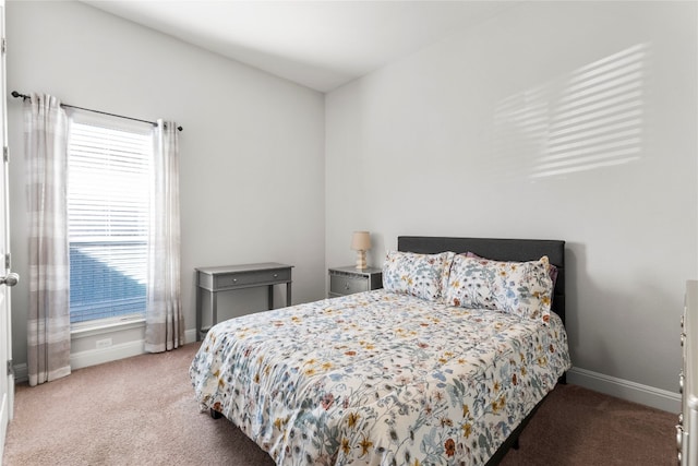 bedroom with multiple windows and carpet floors