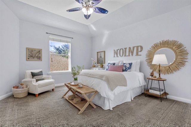 bedroom featuring carpet floors and ceiling fan