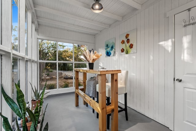 sunroom / solarium with beam ceiling