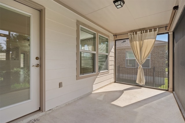 view of unfurnished sunroom