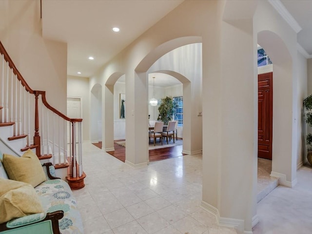 interior space with light tile patterned floors