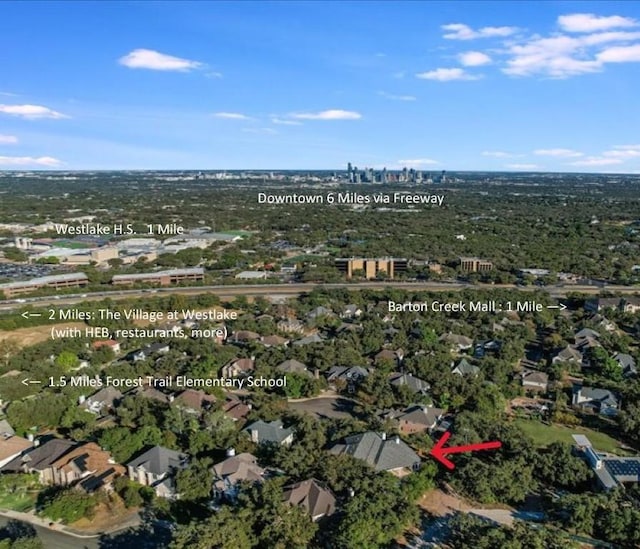 1624 Cabinwood Cv, Austin, TX 78746 - aerial view featuring a residential view