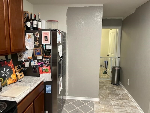 kitchen with stainless steel fridge