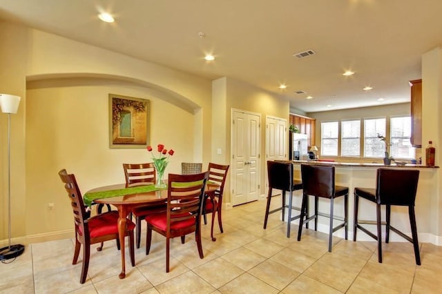 view of tiled dining space