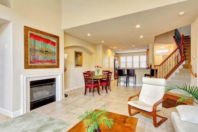 view of tiled living room