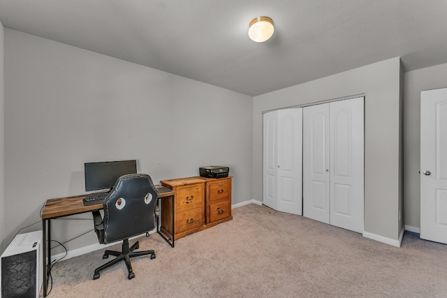 view of carpeted home office