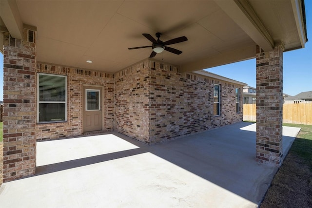 view of patio / terrace with ceiling fan