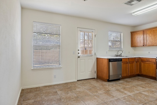 kitchen with sink and stainless steel dishwasher