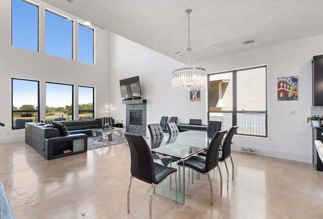 dining space with a chandelier