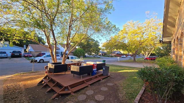 view of yard featuring a wooden deck