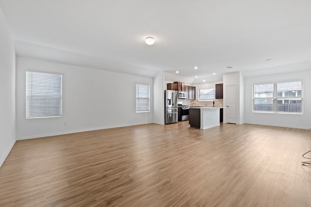 unfurnished living room featuring light hardwood / wood-style floors