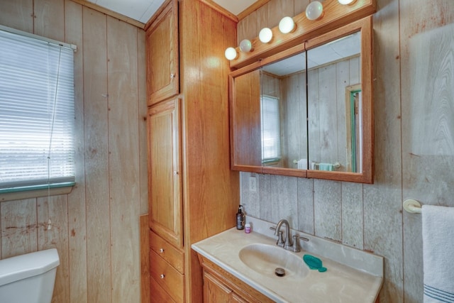 201 Lakewood Dr, Burnet, TX 78611 - bathroom featuring vanity and wood walls