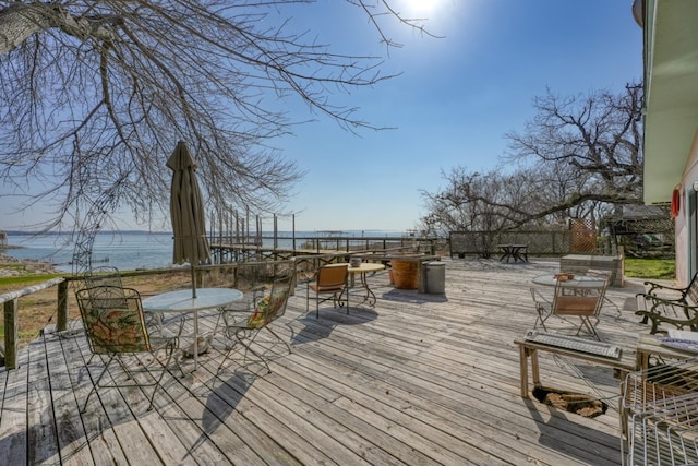 201 Lakewood Dr, Burnet, TX 78611 - deck with a water view and outdoor dining space