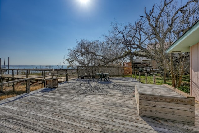 201 Lakewood Dr, Burnet, TX 78611 - wooden terrace with a water view