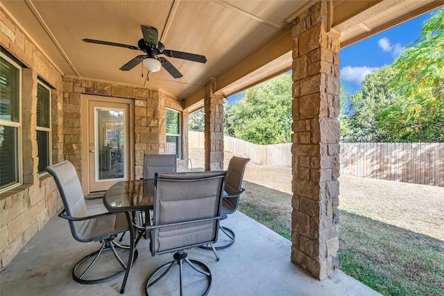 view of patio / terrace with ceiling fan