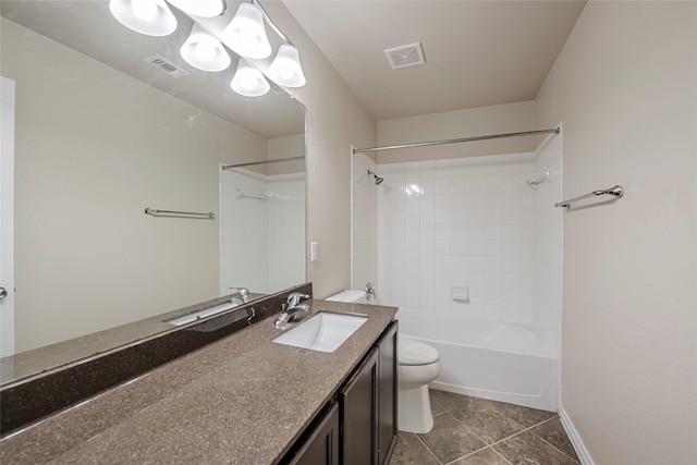 full bathroom with vanity, toilet, and shower / bathing tub combination