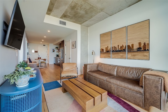 living room with hardwood / wood-style floors