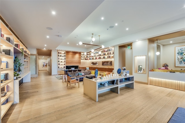 living room featuring light wood-type flooring