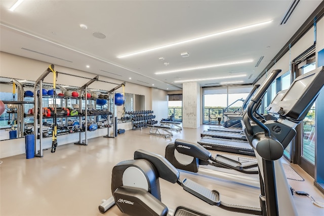 workout area with a wealth of natural light