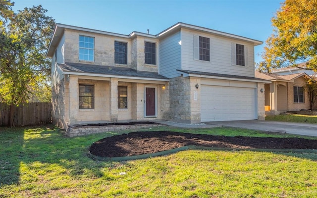 front of property with a garage and a front yard