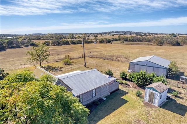 drone / aerial view with a rural view