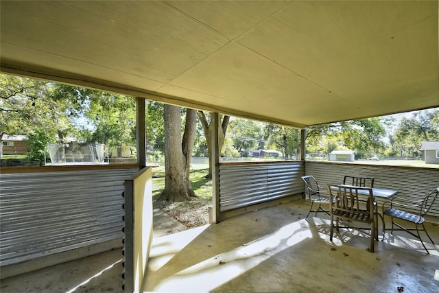 view of patio featuring a trampoline