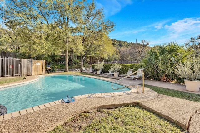 view of swimming pool with a patio