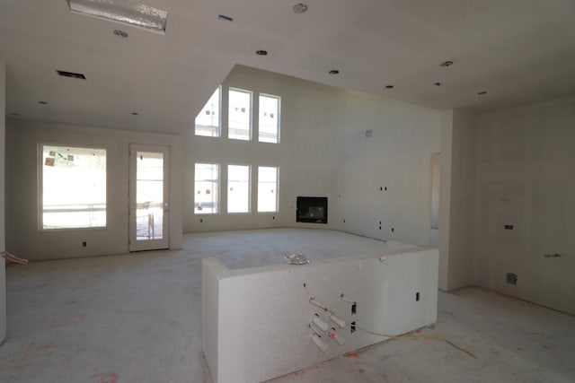 unfurnished living room with a fireplace