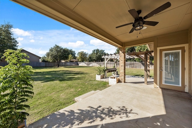 view of patio / terrace with ceiling fan