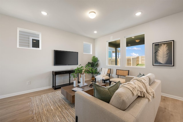 living room featuring light hardwood / wood-style floors