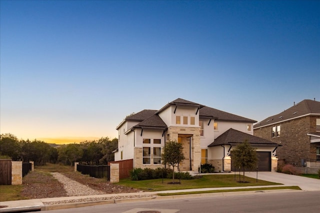 view of front of house with a garage