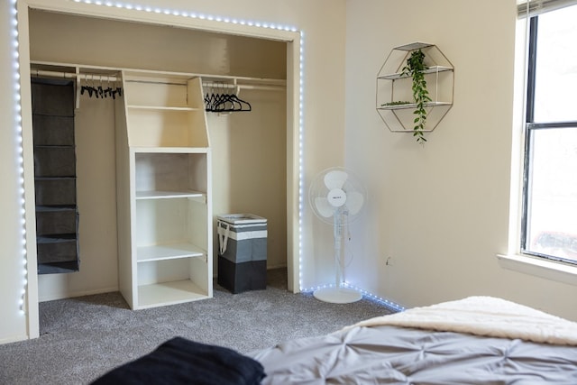 bedroom with a closet and carpet floors