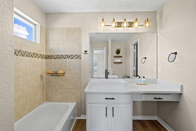 bathroom featuring vanity and wood-type flooring