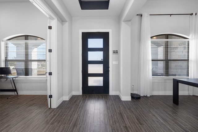 foyer entrance with dark wood-type flooring