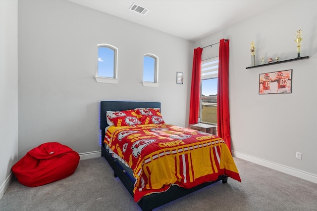 bedroom with carpet and multiple windows