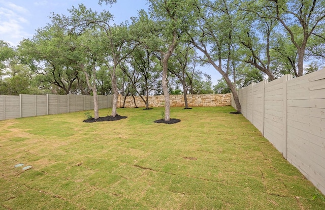 view of yard featuring a fenced backyard