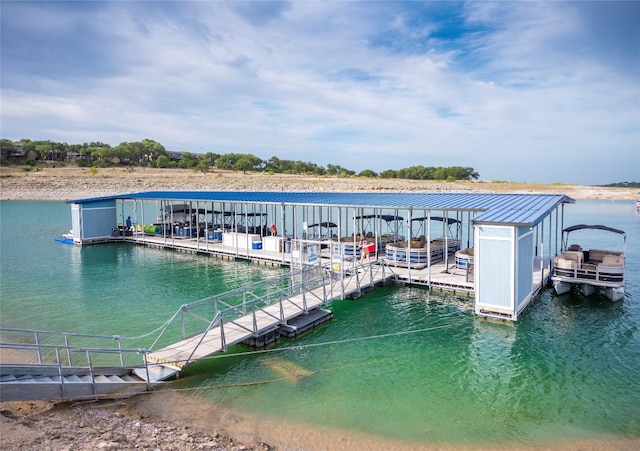 dock area featuring a water view